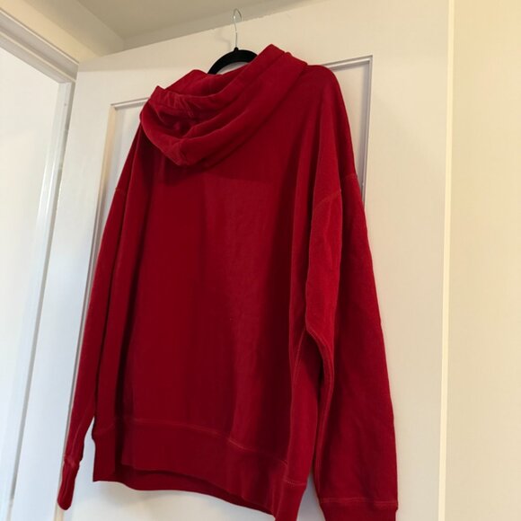 NWT Isabel Marant Miley Hoodie Sweater Drawstring Felt Logo In Red Sz Large - Picture 7 of 8